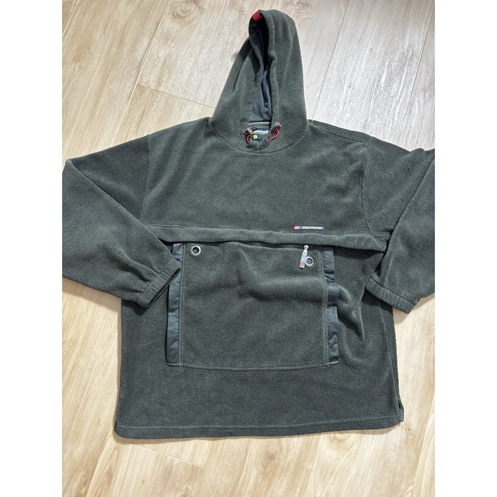 Micros‎ Y2K Half Zip Fleece Green Hoodie Mens Large Pockets Zippers Skate Grunge